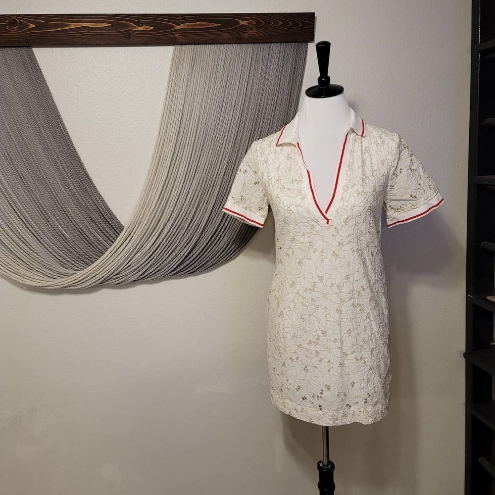 Anthro-Maeve Lace Striped Collar Blouse Sz S